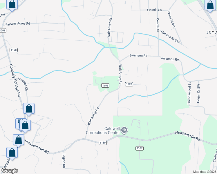 map of restaurants, bars, coffee shops, grocery stores, and more near 1306 Southhaven Drive in Lenoir