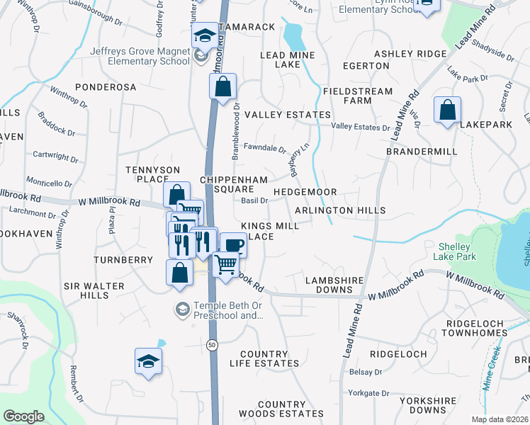 map of restaurants, bars, coffee shops, grocery stores, and more near 2408 Chello Court in Raleigh
