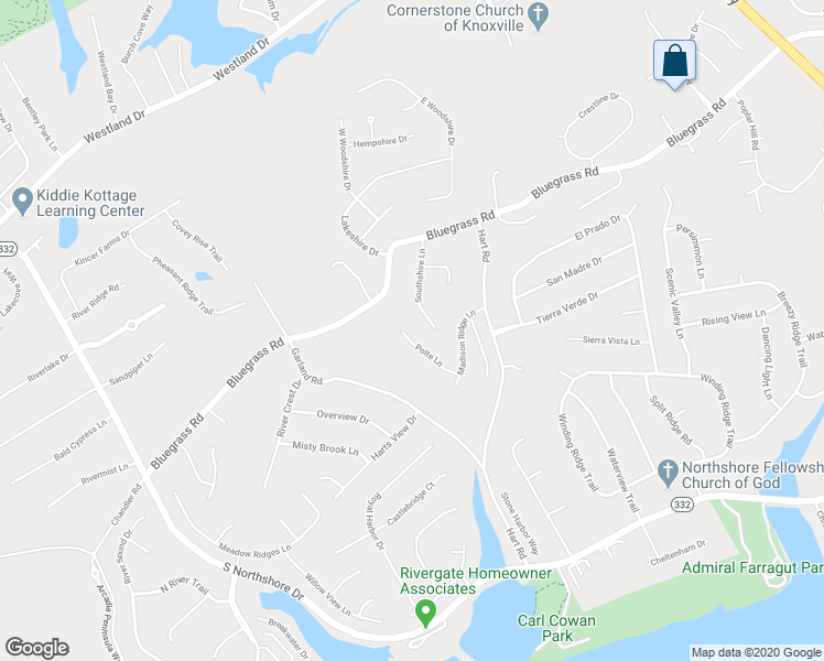 map of restaurants, bars, coffee shops, grocery stores, and more near 1639 Southshire Lane in Knoxville