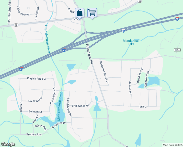 map of restaurants, bars, coffee shops, grocery stores, and more near 6902 Bridlewood Drive in Trinity