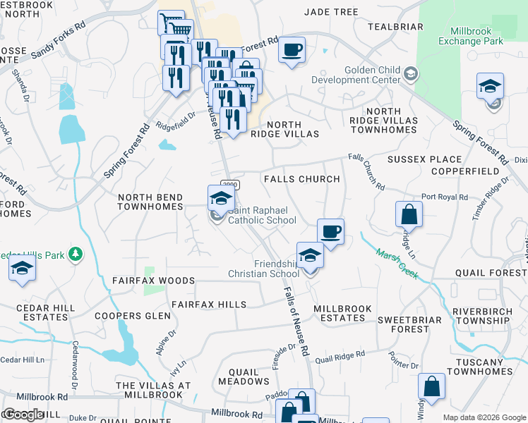map of restaurants, bars, coffee shops, grocery stores, and more near 1217 H Manassas Court in Raleigh