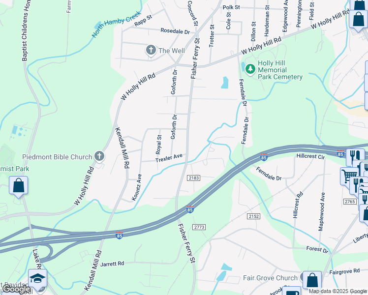 map of restaurants, bars, coffee shops, grocery stores, and more near 954 Fisher Ferry Street in Thomasville