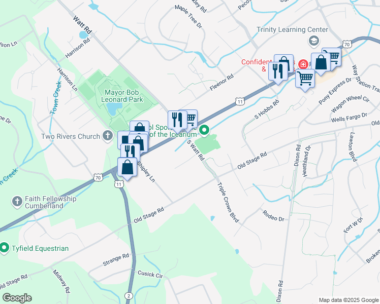 map of restaurants, bars, coffee shops, grocery stores, and more near 13104 Kingston Pike in Knoxville