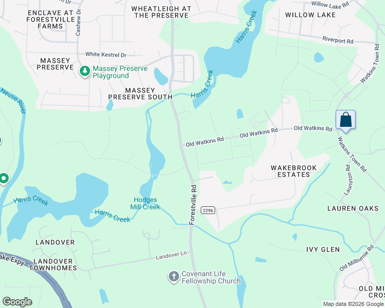map of restaurants, bars, coffee shops, grocery stores, and more near 4500 Forestville Road in Raleigh