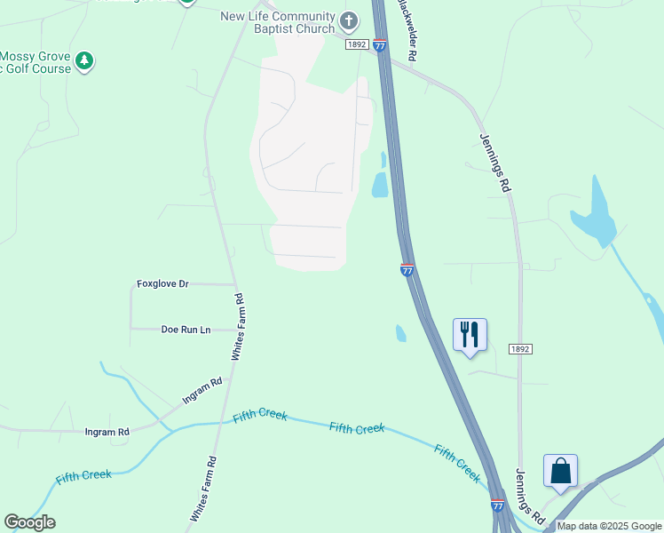 map of restaurants, bars, coffee shops, grocery stores, and more near 164 Appaloosa Lane in Statesville