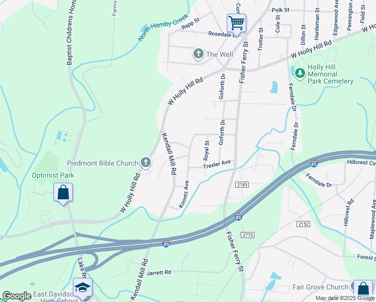 map of restaurants, bars, coffee shops, grocery stores, and more near Grimes Park Drive in Thomasville