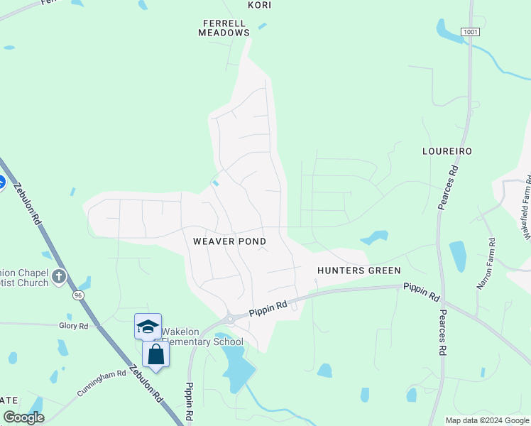 map of restaurants, bars, coffee shops, grocery stores, and more near 1512 Sage Tree Drive in Zebulon