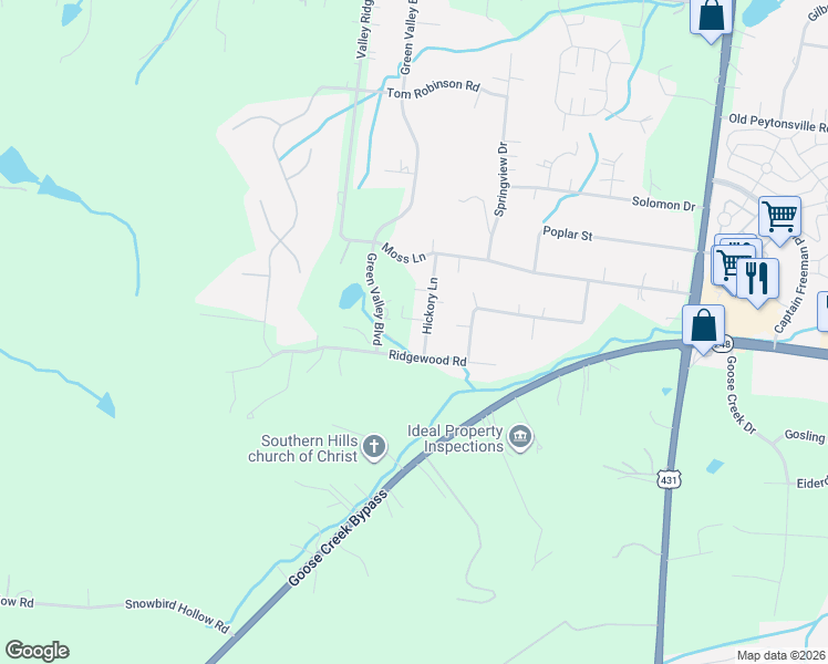map of restaurants, bars, coffee shops, grocery stores, and more near 306 Hickory Lane in Franklin