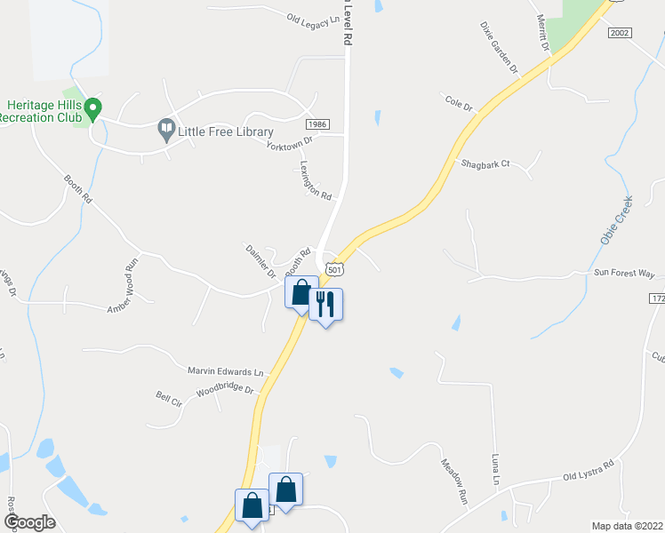 map of restaurants, bars, coffee shops, grocery stores, and more near 1541 US Highway 15 501 South in Chapel Hill