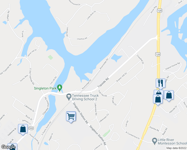 map of restaurants, bars, coffee shops, grocery stores, and more near 4827 Riversedge Road in Louisville