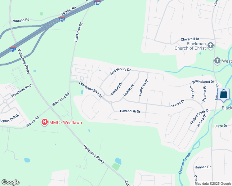 map of restaurants, bars, coffee shops, grocery stores, and more near 5763 Roxbury Drive in Murfreesboro