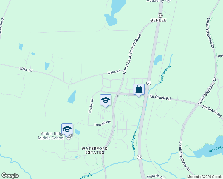 map of restaurants, bars, coffee shops, grocery stores, and more near 215 Olivet Loop in Cary