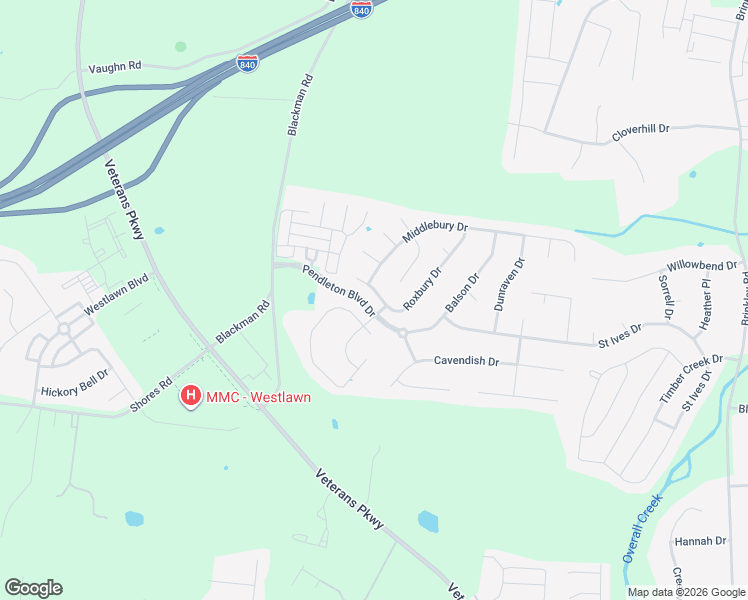 map of restaurants, bars, coffee shops, grocery stores, and more near 5818 Roxbury Drive in Murfreesboro