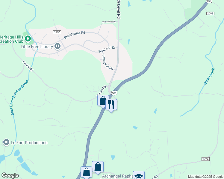 map of restaurants, bars, coffee shops, grocery stores, and more near 1950 US Highway 15 501 North in Chapel Hill