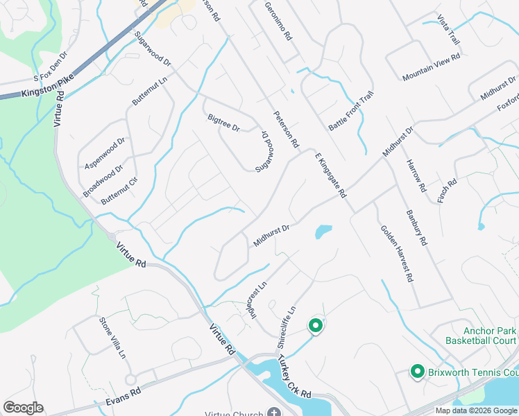 map of restaurants, bars, coffee shops, grocery stores, and more near 12013 West Kingsgate Road in Knoxville
