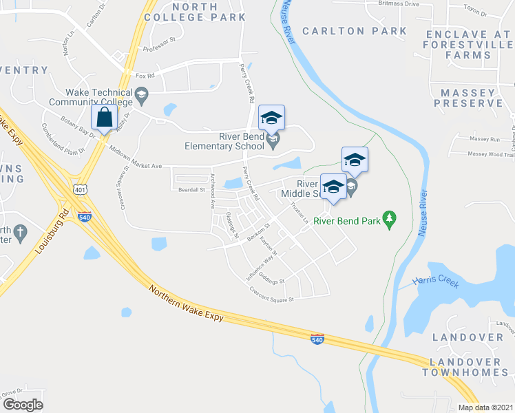 map of restaurants, bars, coffee shops, grocery stores, and more near 5500 Beardall Street in Raleigh