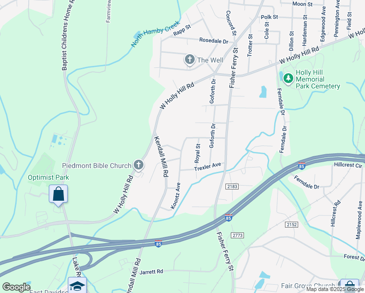 map of restaurants, bars, coffee shops, grocery stores, and more near 344 Koontz Avenue in Thomasville