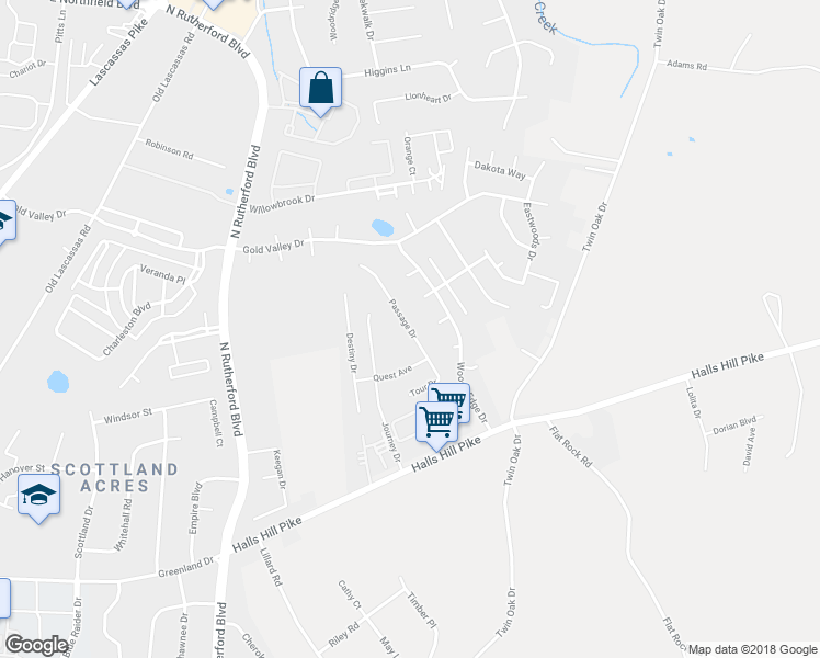 map of restaurants, bars, coffee shops, grocery stores, and more near 1540 Passage Drive in Murfreesboro