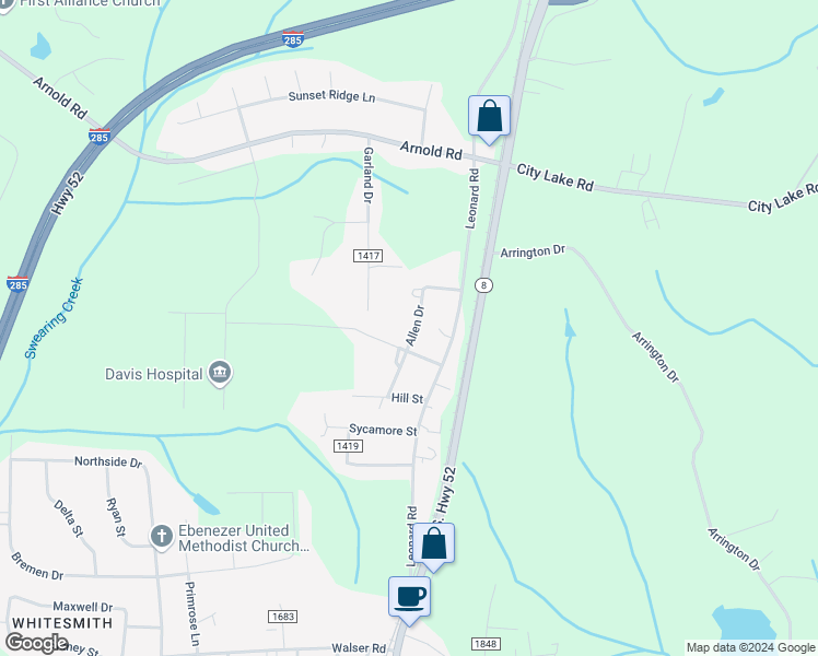 map of restaurants, bars, coffee shops, grocery stores, and more near 280 Allen Drive in Lexington
