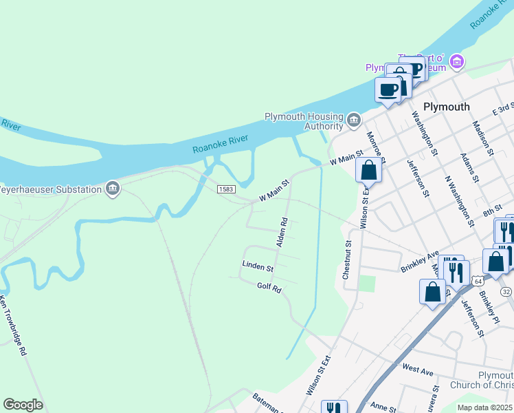 map of restaurants, bars, coffee shops, grocery stores, and more near 102 Darby Circle in Plymouth