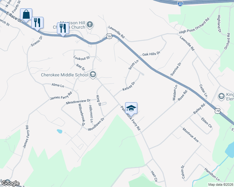 map of restaurants, bars, coffee shops, grocery stores, and more near 305 Kelsay Drive in Kingston