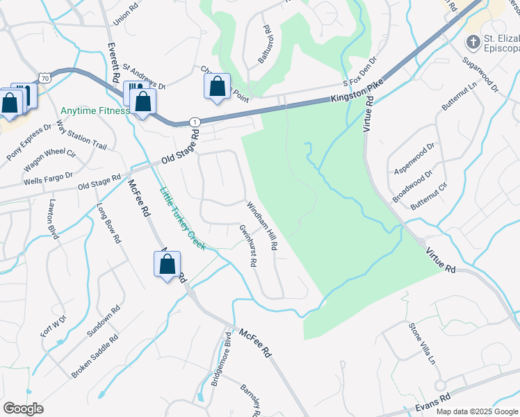 map of restaurants, bars, coffee shops, grocery stores, and more near 408 Windham Hill Road in Knoxville