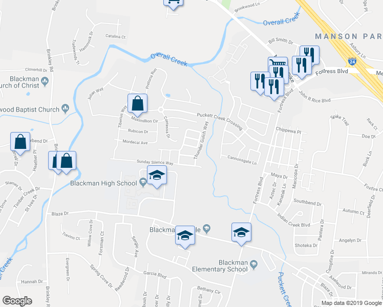 map of restaurants, bars, coffee shops, grocery stores, and more near 4120 Empire Maker Way in Murfreesboro