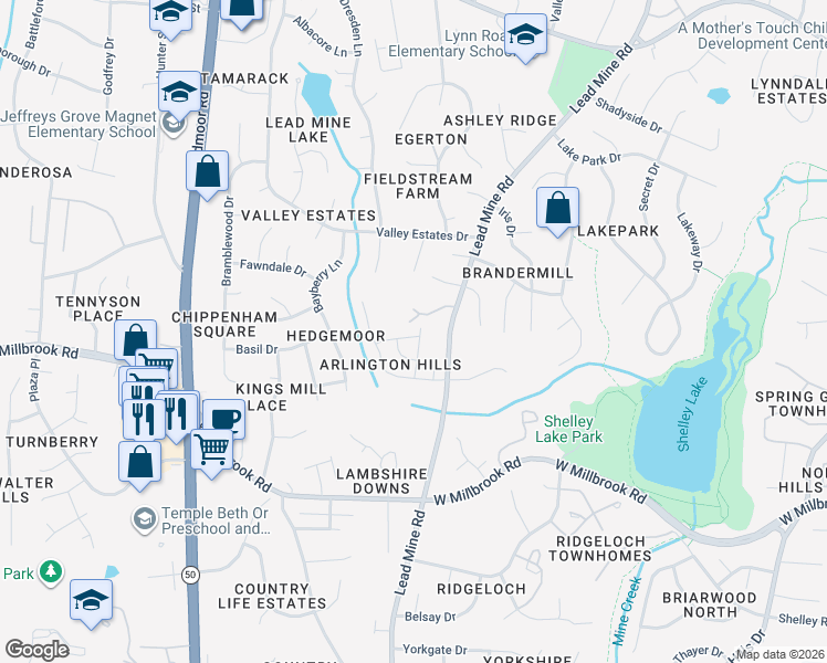 map of restaurants, bars, coffee shops, grocery stores, and more near 2000 Blackwood Drive in Raleigh