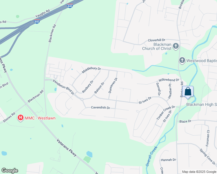 map of restaurants, bars, coffee shops, grocery stores, and more near 1335 Dunraven Drive in Murfreesboro