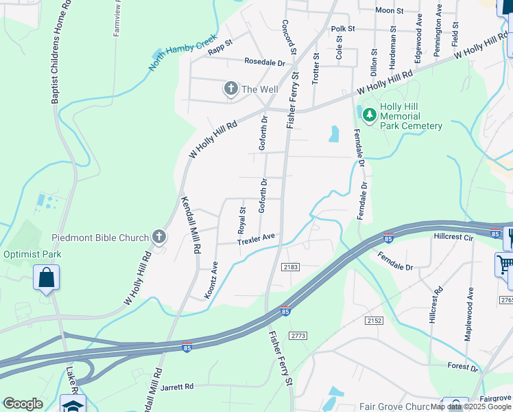 map of restaurants, bars, coffee shops, grocery stores, and more near 302 Goforth Drive in Thomasville