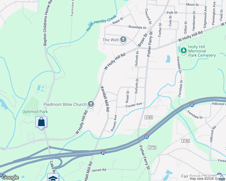 map of restaurants, bars, coffee shops, grocery stores, and more near 106 Kincemac Street in Thomasville