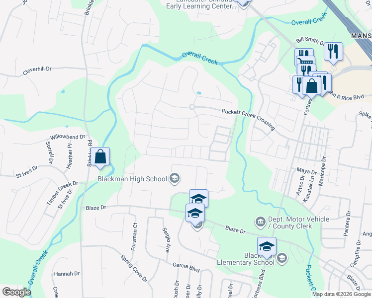 map of restaurants, bars, coffee shops, grocery stores, and more near 4407 Mordecai Avenue in Murfreesboro