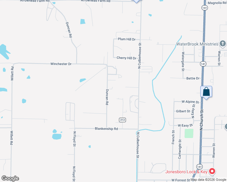 map of restaurants, bars, coffee shops, grocery stores, and more near 1706 Duncan Road in Jonesboro