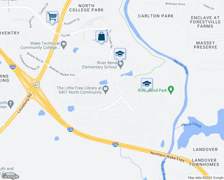 map of restaurants, bars, coffee shops, grocery stores, and more near 6645 Perry Creek Road in Raleigh