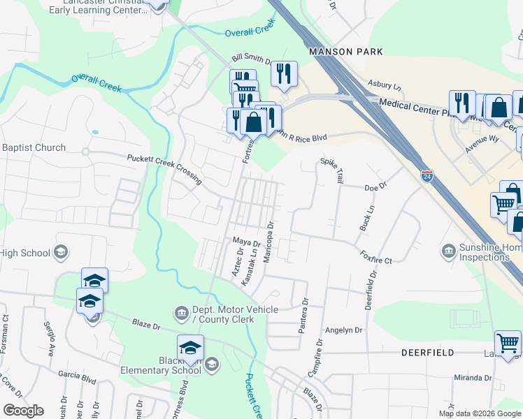 map of restaurants, bars, coffee shops, grocery stores, and more near 937 Wolves Den Place in Murfreesboro