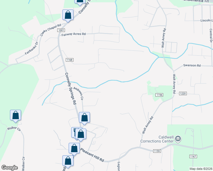 map of restaurants, bars, coffee shops, grocery stores, and more near 2644 Green Acres Street in Lenoir
