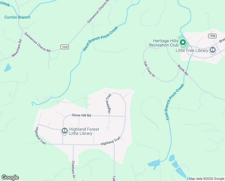 map of restaurants, bars, coffee shops, grocery stores, and more near 1008 Highland Trail in Chapel Hill