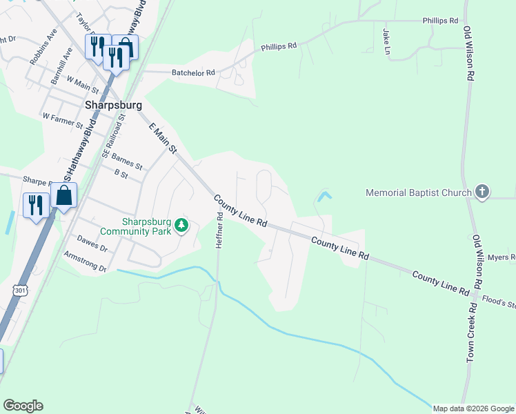 map of restaurants, bars, coffee shops, grocery stores, and more near 200 Katie Drive in Rocky Mount