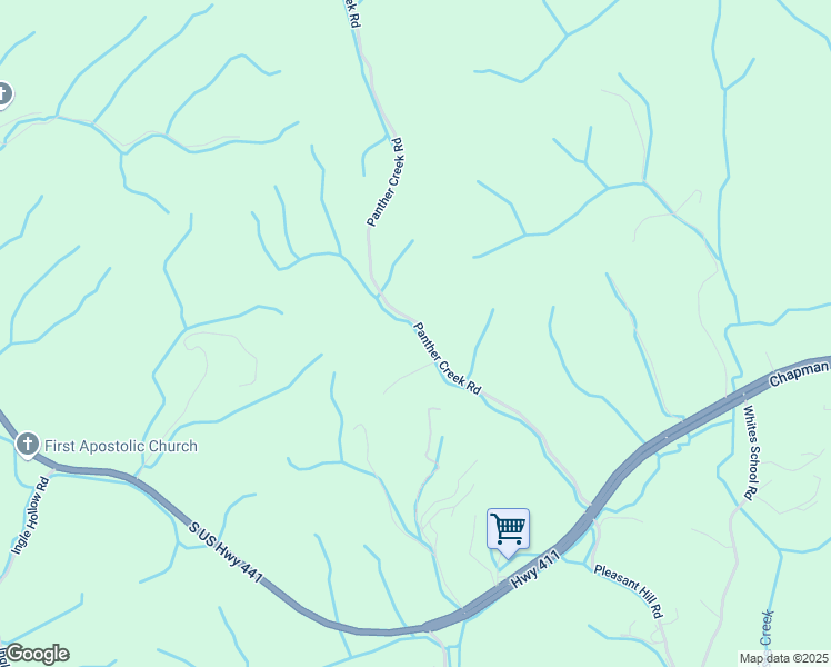 map of restaurants, bars, coffee shops, grocery stores, and more near 255 Panther Creek Road in Sevierville
