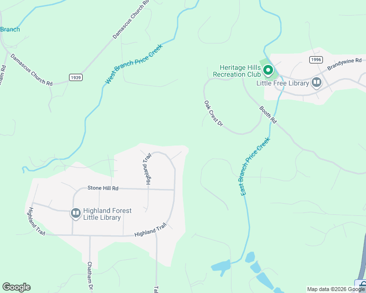 map of restaurants, bars, coffee shops, grocery stores, and more near 105 Trailwood Court in Chapel Hill