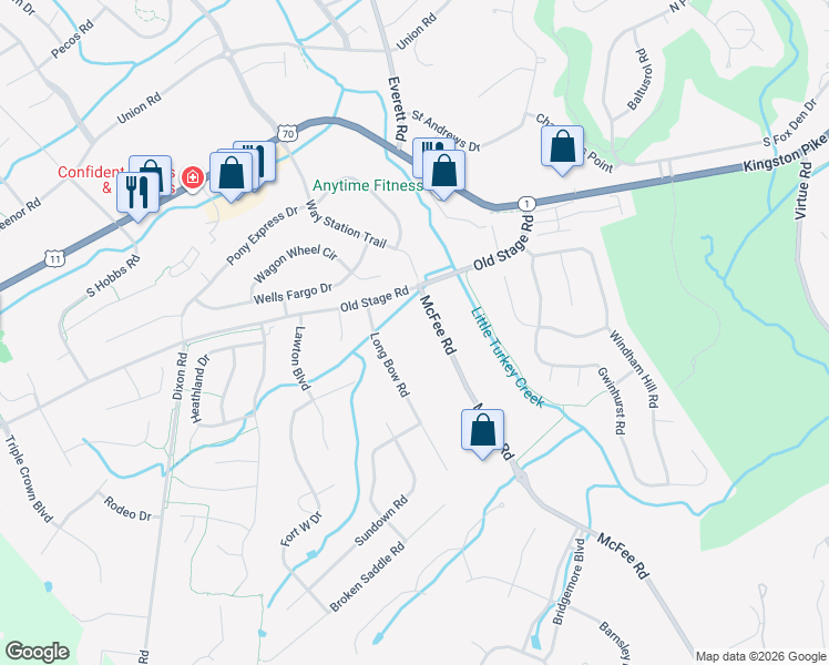 map of restaurants, bars, coffee shops, grocery stores, and more near 213 McFee Road in Knoxville