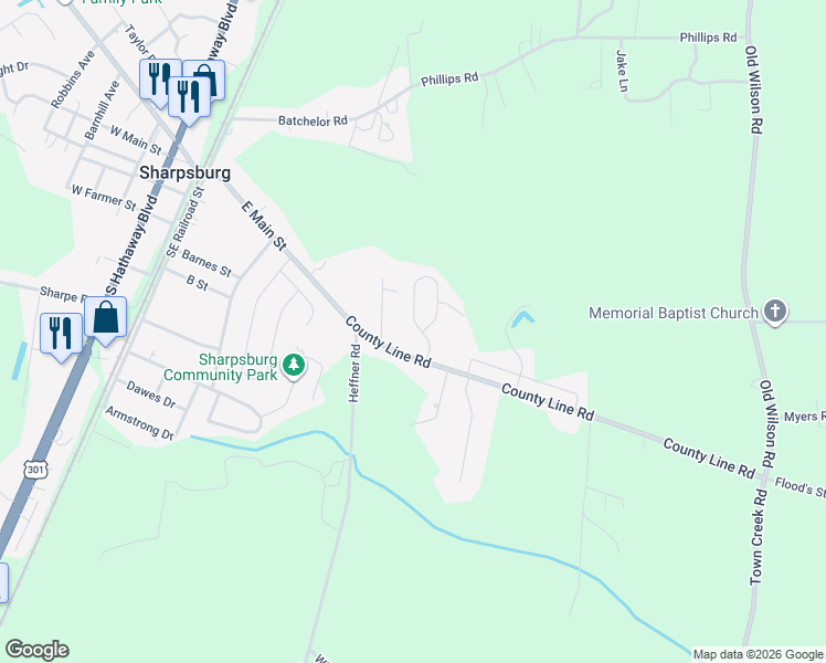 map of restaurants, bars, coffee shops, grocery stores, and more near 200 Katie Drive in Rocky Mount