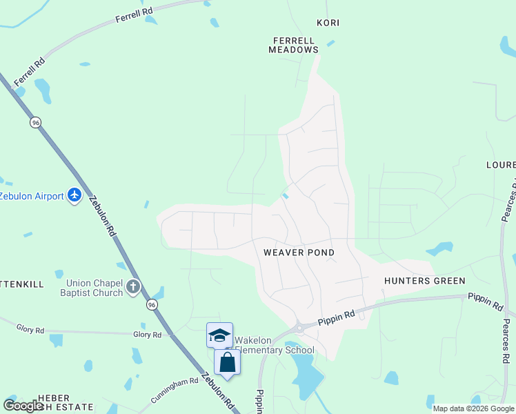 map of restaurants, bars, coffee shops, grocery stores, and more near 628 Golden Plum Lane in Zebulon