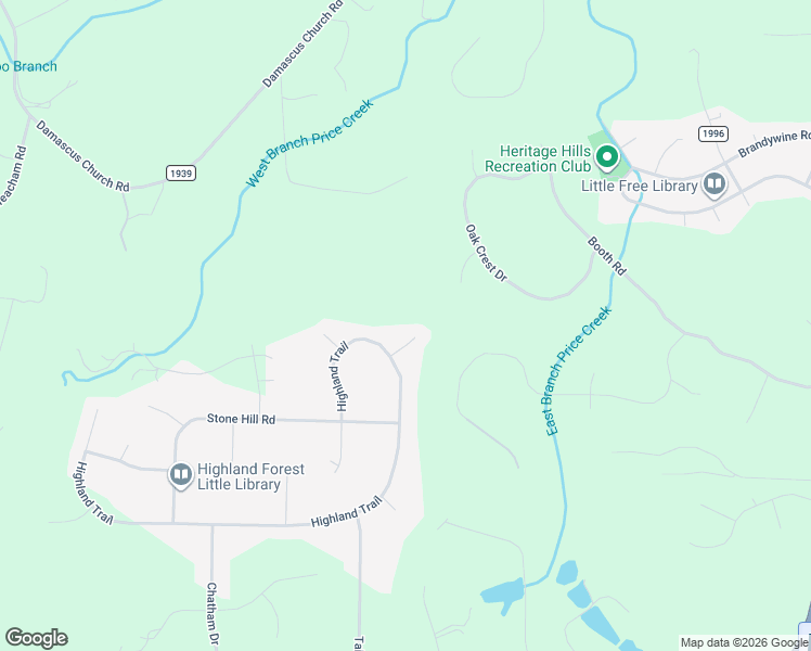 map of restaurants, bars, coffee shops, grocery stores, and more near 105 Trailwood Court in Chapel Hill