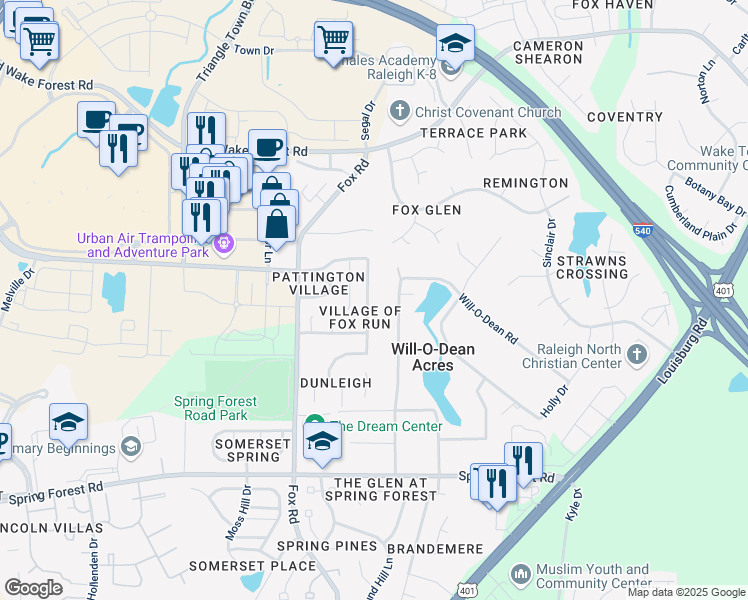 map of restaurants, bars, coffee shops, grocery stores, and more near 5948 Kohler Lane in Raleigh