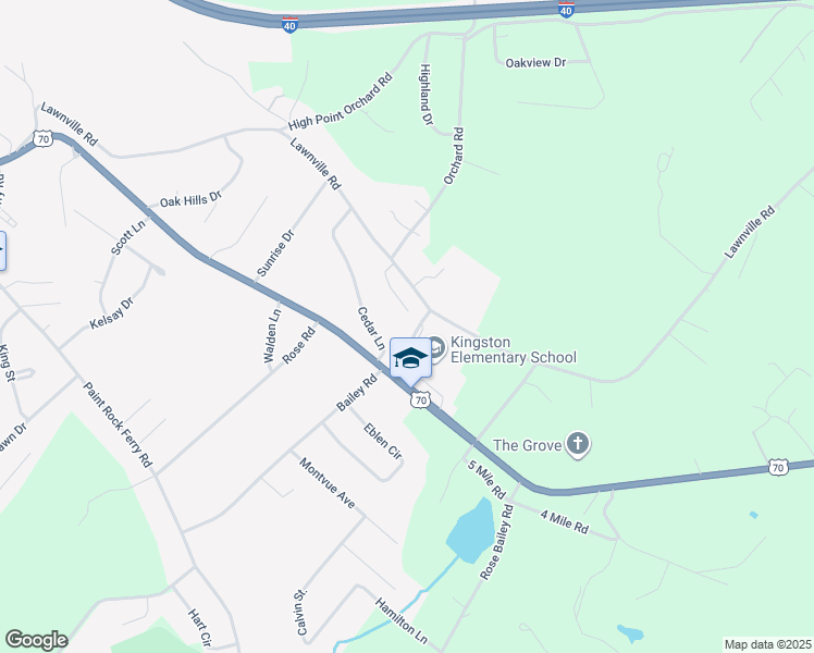 map of restaurants, bars, coffee shops, grocery stores, and more near 325 Bailey Road in Kingston