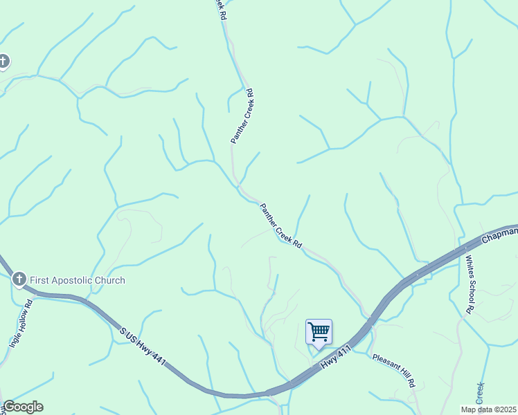 map of restaurants, bars, coffee shops, grocery stores, and more near 255 Panther Creek Road in Sevierville