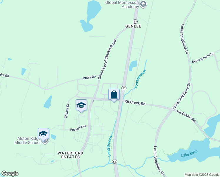 map of restaurants, bars, coffee shops, grocery stores, and more near 25542 Burbage Circle in Cary
