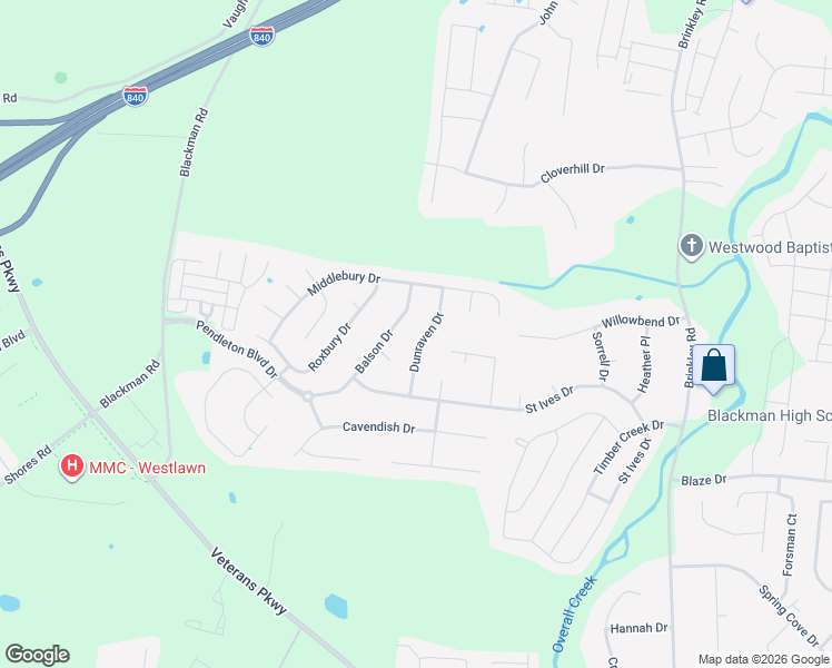 map of restaurants, bars, coffee shops, grocery stores, and more near 1343 Dunraven Drive in Murfreesboro