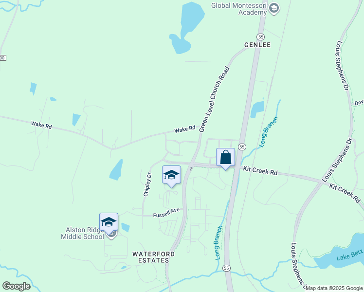map of restaurants, bars, coffee shops, grocery stores, and more near 205 Denhoff Drive in Cary